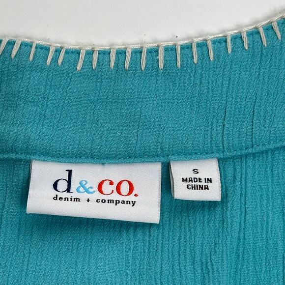 Denim & Company D & Co Blue Embroidered Floral Belted Maxi Dress Womens Small S - Picture 10 of 11